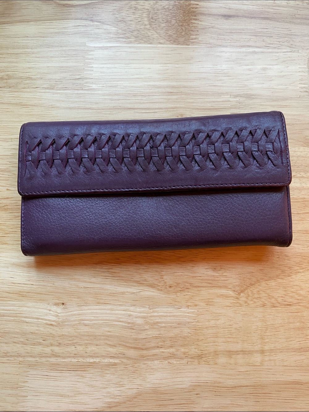 Danier Purple Violet Woven Leather Wallet.